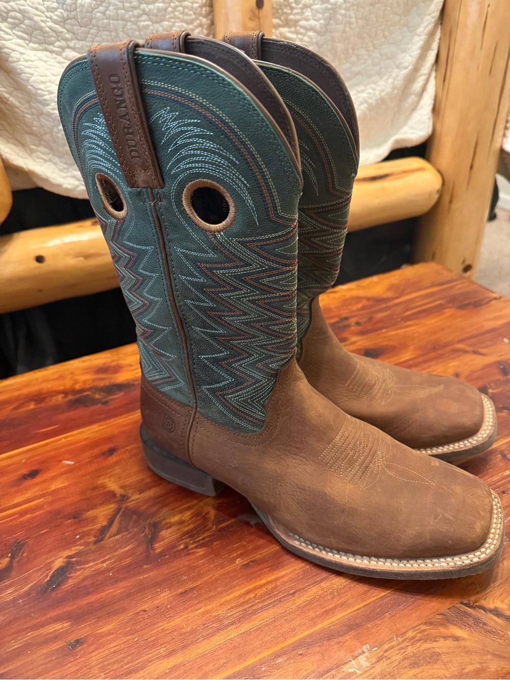 Durango Brown and Dark Green Leather Boots